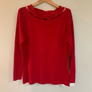 Lane Bryant red sweater with neck detail 14/16